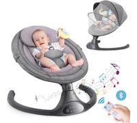 YUMBOT Mecedora Bebe electrica,Hamaca bebé,Silla Mecedora Bebe,Balanceo Automatico para bebés 0-10kg,Tejido Transpirable Suave Baby Swing,5 Velocidades(Gris Oscuro)