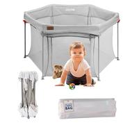 YUMBOT Parque Infantil Bebé, Parque de Juegos Plegable con Puerta,Parque Bebes para hexágono,Corralito Bebé con Malla Transpirable,Parque para Niños Pequeño,Cercado para Apartmento 135x135cm Gris