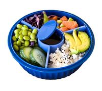 Yumbox Ensaladera, cuenco estilo Poke a prueba de fugas con tapa, divisor extraíble de 3 secciones, volumen de 4.2 tazas, cierres triples fáciles de abrir; taza de inmersión extra, cuenco para