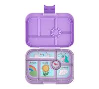 Yumbox Lonchera Bento original a prueba de fugas para niños, 5 compartimentos + cierre fácil de abrir, compacta, ligera (unicornio morado lavanda)