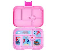 Yumbox Lonchera Bento original a prueba de fugas para niños, 5 compartimentos + cierre fácil de abrir, porciones justas, bandeja ilustrada extraíble (sirena rosa poderosa), edades 3-7 años