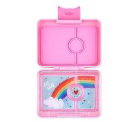 yumbox Snack Box - Fiambrera Bento a prueba de fugas de 3 compartimentos para niños (rosa intenso con bandeja arcoíris)