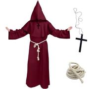 Yumcute Disfraz de Monje Medieval, Túnica Renacentista Con Capucha, Traje de Sacerdote Fraile Para Halloween Cosplay