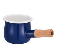 YumCute Home Olla de leche esmaltada, cacerola esmaltada pequeña, calentador de mantequilla de 4 pulgadas, 17 onzas, sartén pequeña esmaltada con mango de madera, tamaño perfecto para calentar