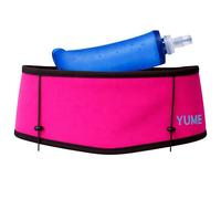YUME Cinturon Running con 3 Bolsillos, Porta Botella, Porta Bastones y Porta Dorsales | Riñonera Running Trail para Hombre y Mujer (Rosa, Talla M)