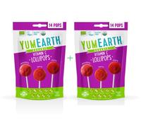 Yumearth - piruletas ecológicas de frutas con vitamina C - 14 unidades (pack 2 bolsas sabor fresa, cereza y frutos rojos)