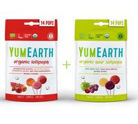 Yumearth - piruletas ecológicas de frutas sabor a frutas y frutas ácidas (pack de 2 bolsas combinado)