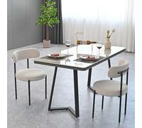 YUMEIGE Juego de 2 sillas de comedor Boucle blancas para familias, sillas de respaldo curvadas modernas de mediados de siglo, sillas de cocina tapizadas redondas