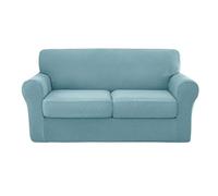 YUMEIGE Upgraded Couch Covers - Funda de sofá elástica de 3 Piezas, Funda de sofá de 2 plazas con Dos Cojines Separados, Tela de Spandex Jacquard, Funda de sofá Jacquard de Repuesto(Light Blue,2SEAT)