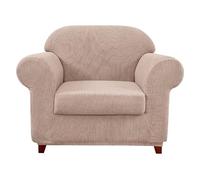 YUMEIGE Upgraded Couch Covers - Funda de sofá elástica de 3 Piezas, Funda de sofá de 2 plazas con Dos Cojines Separados, Tela de Spandex Jacquard, Funda de sofá Jacquard de Repuesto(Camel,1SEAT)