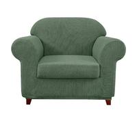 YUMEIGE Upgraded Couch Covers - Funda de sofá elástica de 3 Piezas, Funda de sofá de 2 plazas con Dos Cojines Separados, Tela de Spandex Jacquard, Funda de sofá Jacquard de Repuesto(Army Green,1SEAT)