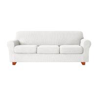 YUMEIGE Upgraded Couch Covers - Funda de sofá elástica de 3 Piezas, Funda de sofá de 2 plazas con Dos Cojines Separados, Tela de Spandex Jacquard, Funda de sofá Jacquard de Repuesto(White,3SEAT)