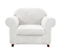 YUMEIGE Upgraded Couch Covers - Funda de sofá elástica de 3 Piezas, Funda de sofá de 2 plazas con Dos Cojines Separados, Tela de Spandex Jacquard, Funda de sofá Jacquard de Repuesto(White,1SEAT)