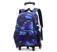 Yumenam Mochila Escolar con Carro, Mochilas Escolares Mochila Infantil 6-12 Años para Escolar Ajustar Carpeta A4 con Bolsillos Laterales y Correa en Pecho