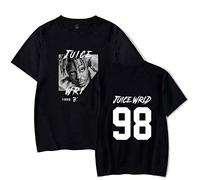 Yumenam unisex camiseta verano manga corta juice wrld 98 3D impresión Hip Hop Tops suelta camiseta camisetas Top Blusas para los fanáticos de Juice Wrld, Negro , L