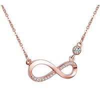 Yumi Lok - Colgante rosa dorado de plata de ley con circonitas, diseño de símbolo de infinito, para mujeres.