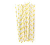 YUMILI 50pcs Beverage Straws Fruit Pattern Biodegradable Paper Straws for Beach Party Picnic Durable Safe Straws for Cold Hot Drinks Summer Party Supplies 19.7cm 50 Pieces (Lemon)