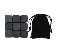 YUMILI Basalt Whiskey Stones Set Reusable Chilling Whiskey Rocks for Whiskey Cognac Wine Beverage Ideal Gift for Whiskey Lovers Fathers Day Christmas 9 or 6 Pieces with Storage Bag (9)