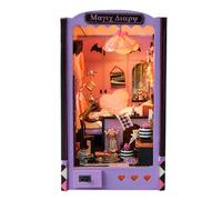 YUMILI Book Nook Kit Pequeño Diario de Brujas Juego de Sujetalibros de Madera DIY Casa en Miniatura Juego de Estanterías Modelo Luminoso 3D Kit de Decoración con Video Adecuado para la Oficina en Casa