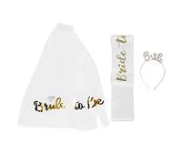 YUMILI Bride Sash Bachelorette Party Gold Glitter Abrasion Bridal Party Decorations with Headband Headscarf for Bridal Shower Bachelorette Party Metal Polyester Set of 3