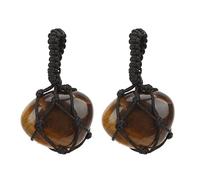 YUMILI Crystal Hanging Ornament Natural Crystal Healing Stone Pendant for Mood Stabilization Attract Wealth Success Car Rearview Mirror Decor Keychain Bag Zipper Buckle 2Pcs (Tiger Eye)