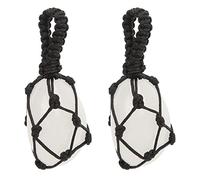 YUMILI Crystal Hanging Ornament Natural Crystal Healing Stone Pendant for Mood Stabilization Attract Wealth Success Car Rearview Mirror Decor Keychain Bag Zipper Buckle 2Pcs (White Stone)