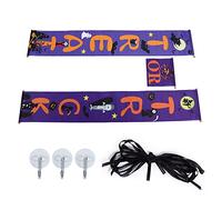 YUMILI Halloween Decorations Porch Trick Or Treat Washable Party Supplies for Door Outside Yard Vintage Style Durable Cloth Material Set of 3 Pieces with Ropes and Hooks (Purple door curtain)