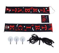 YUMILI Halloween Decorations Porch Trick Or Treat Washable Party Supplies for Door Outside Yard Vintage Style Durable Cloth Material Set of 3 Pieces with Ropes and Hooks (black door curtain)