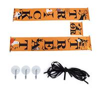 YUMILI Halloween Decorations Porch Trick Or Treat Washable Party Supplies for Door Outside Yard Vintage Style Durable Cloth Material Set of 3 Pieces with Ropes and Hooks (Orange door curtain)