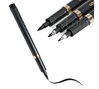 YUMILI Juego de 3 bolígrafos japoneses, caligrafía, bolígrafos de caligrafía, bolígrafo japonés, pincel de caligrafía japonesa, rotulador, herramienta de dibujo (negro)
