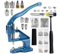 YUMILI Kit de herramientas de perforación de ojales de prensa manual para hacer insignias, máquina perforadora sin instalación con 2 troqueles, 1100 ojales y martillo