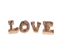 YUMILI Letters Wooden Blocks Love Shape Retro Design Standing Decorative Cutouts for Home Wall Table Decoration 4Pcs Birch Wood