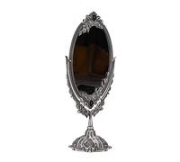 YUMILI Makeup Mirror Vintage Two Sided Zinc Alloy Hand Mirror Rotatable 360 Degrees for Bathroom Tabletop Home Decor Retro Style Gift (Antique Tin Trumpet)