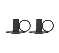 YUMILI Metal Candle Holders Black Iron Candlestick Holders Elegant Resistant for Fireplace Table Decoration Set of 2