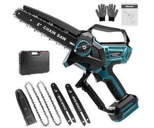 YUMILI Mini Motosierra Batería 8 Pulgadas, Motosierra Inalámbrica 4000mAh, 600W Motosierras Eléctrica con Engrasador Automático y Tensor de Cadena sin Herramientas, Compatible con Batería Makita 18V