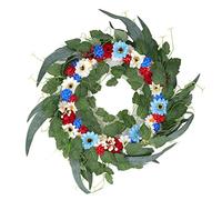 YUMILI Patriotic Flower Wreath Red White and Blue Bright Vivid Colors Durable Material for 4th of July Decorations Front Door Garden Party 11 x 20in