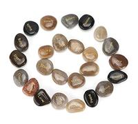 YUMILI Pebbles Natural Polished Lettering Stones Small Decorative Ornamental River Rocks for Meditation Divination Indoor Outdoor Garden Decoration 25 Pieces Yuhua Stone
