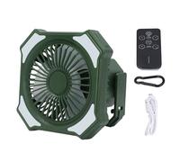 YUMILI Tragbarer wiederaufladbarer Ventilator mit LED Laterne kabellos 4000mAh battery USB für Tisch Outdoor Camping Zelt Picknick (Green)