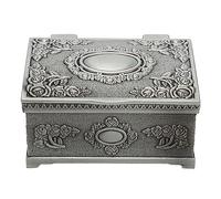YUMILI Vintage Jewelry Box Antique Pewter Rustproof Fade Resistant Zinc Alloy Soft Velvet Decorative Treasure Trinket Chest for Rings Earrings Small Jewelry Storage Gift