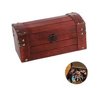 YUMILI Vintage Wooden Storage Box Hand Made Retro Jewelry Craft Collection Case Exquisite Alloy Lock Antique Design for Home Decor 30 x 15 x 15cm (S)