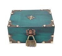 YUMILI Wood Treasure Box Exquisite Vintage Handcrafted Reinforced Corners Combination Lock Jewelry Storage Case for Home Decor Plywood Green 15 x 12 x 7 2cm