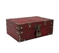 YUMILI Wooden Jewelry Box Retro Large Capacity Durable Wood Multi Purpose Storage Box with Combination Lock for Home Office Decor Gift