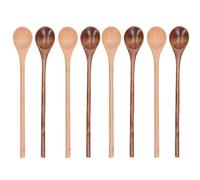 YUMILI Wooden Spoon Set 8 Pcs Beech Wood Long Handle Cooking Serving Stirring Mixing Tasting Flipping for Kitchen Dining Home Use Natural Safe Durable Utensils