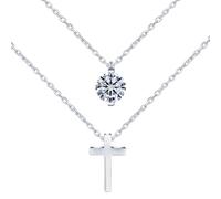 Yumilok 1ct collar de mujer choker en capas cruzadas 925 collar de cadena colgante de piedra mossan de plata esterlina con caja de regalo