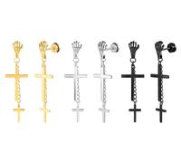 Yumilok 3 pares de pendientes de acero inoxidable para hombres y pendientes de bisagras para mujeres