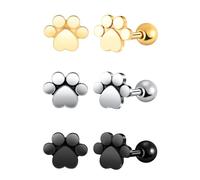 Yumilok 3 pares de pendientes de barbacoa de acero inoxidable para hombres pendientes de barbacoa de garra de gato barbacoa global