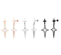 Yumilok 3 pares de pendientes masculinos y femeninos, pendientes de acero inoxidable de cuatro estrellas, juego de bolas de pendientes