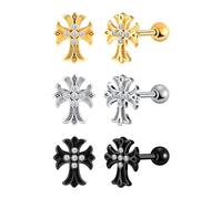 Yumilok 3 pares de pendientes para mujeres pendientes de acero inoxidable para hombres pendientes cruzados