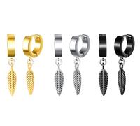 Yumilok 3 pares de pendientes para mujeres pendientes para hombres huggie feather pendientes para hombres