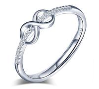 Yumilok-925 Anillo de plata esterlina para mujeres Eterno símbolo de infinito anillo abierto con piedra de zirconia cúbico tamaño ajustable, tamaño: 49-57